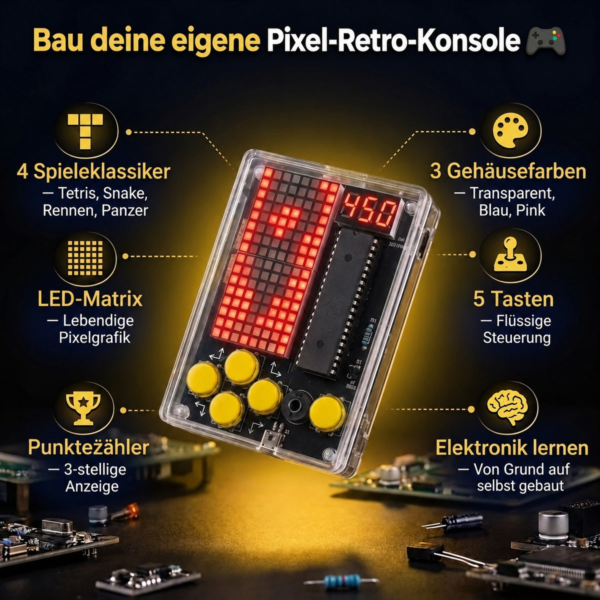 Pixel-Retro-Konsole – Funktionen im Überblick